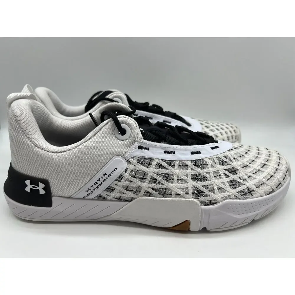 Under Armour TriBase Reign 5 Training Shoes White Black Size 12 NEW